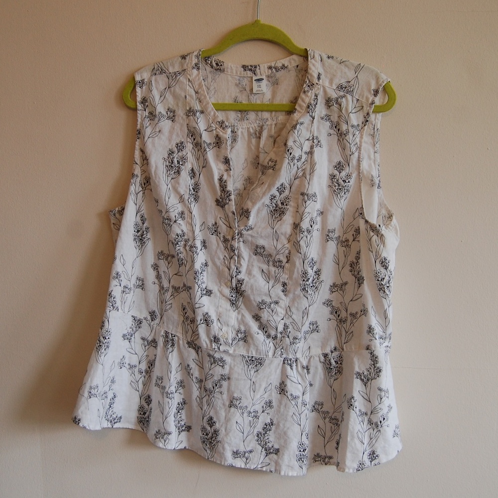 old navy white linen blouse XXL